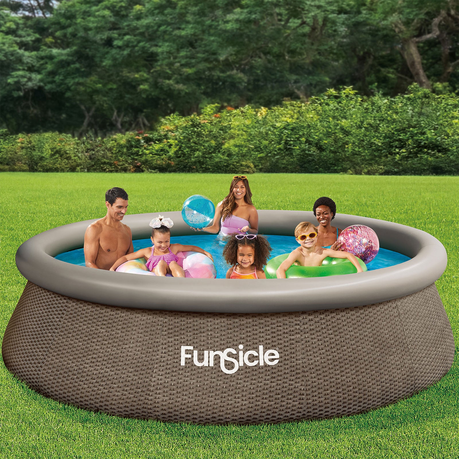 Funsicle 12' x 36" QuickSet Ring Top Above Ground Swimming Pool, Basketweave - VMInnovations