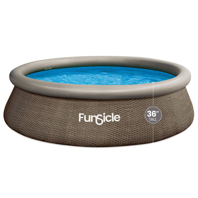 Funsicle 12ftx36in QuickSet Ring Top Swimming Pool, Brown Basketweave (Open Box)