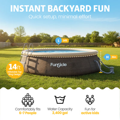 Funsicle 14' x 36" QuickSet Inflatable Ring Top Outdoor Pool w/Pump (Open Box)