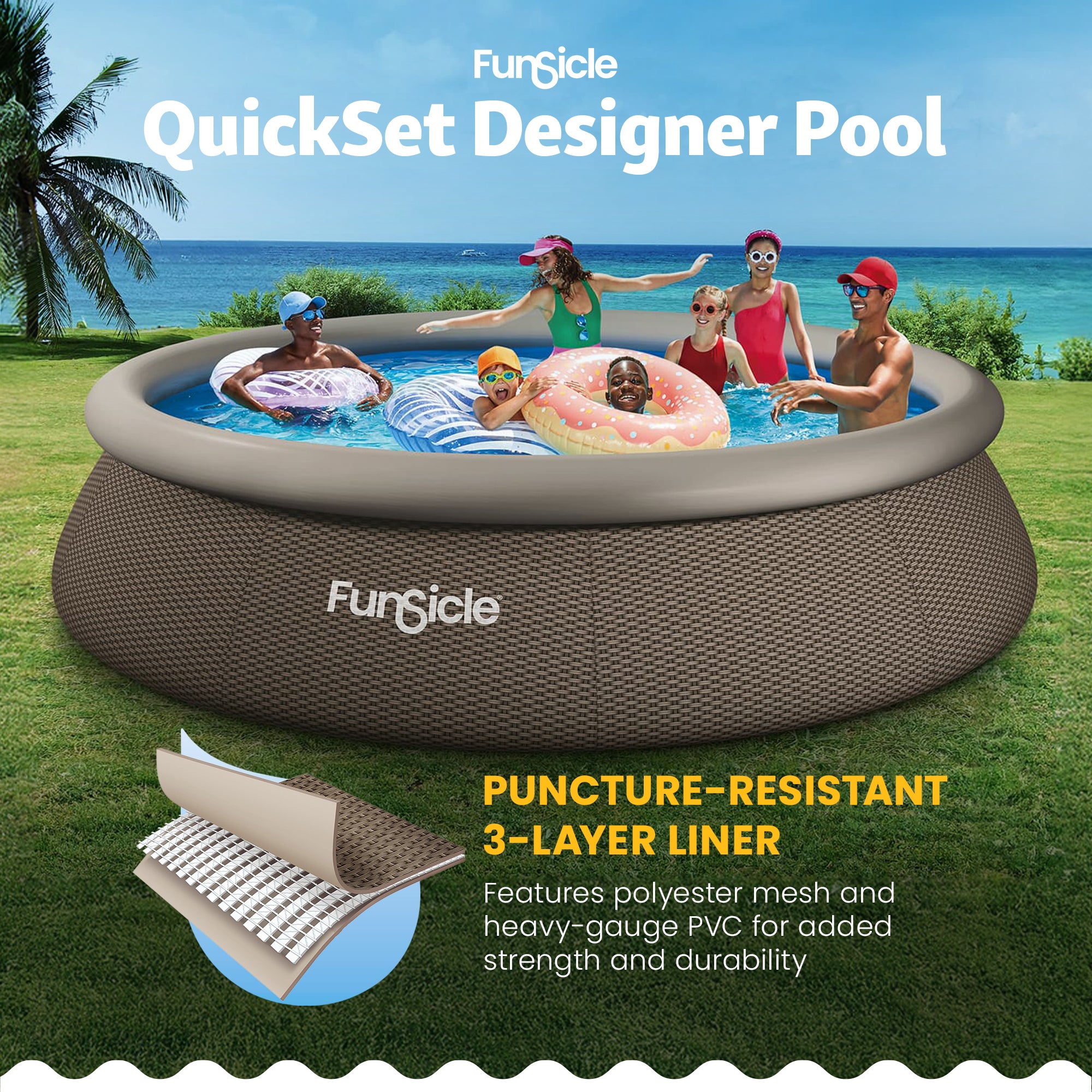 Funsicle 14' x 36" QuickSet Inflatable Ring Top Outdoor Pool w/Pump (Open Box)