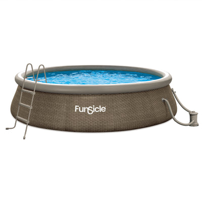 Funsicle 14' x 36" QuickSet Ring Top Above Ground Swimming Pool, Basketweave