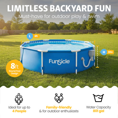 Funsicle 8' x 30" Outdoor Activity Round Frame Above Ground Swimming Pool Set