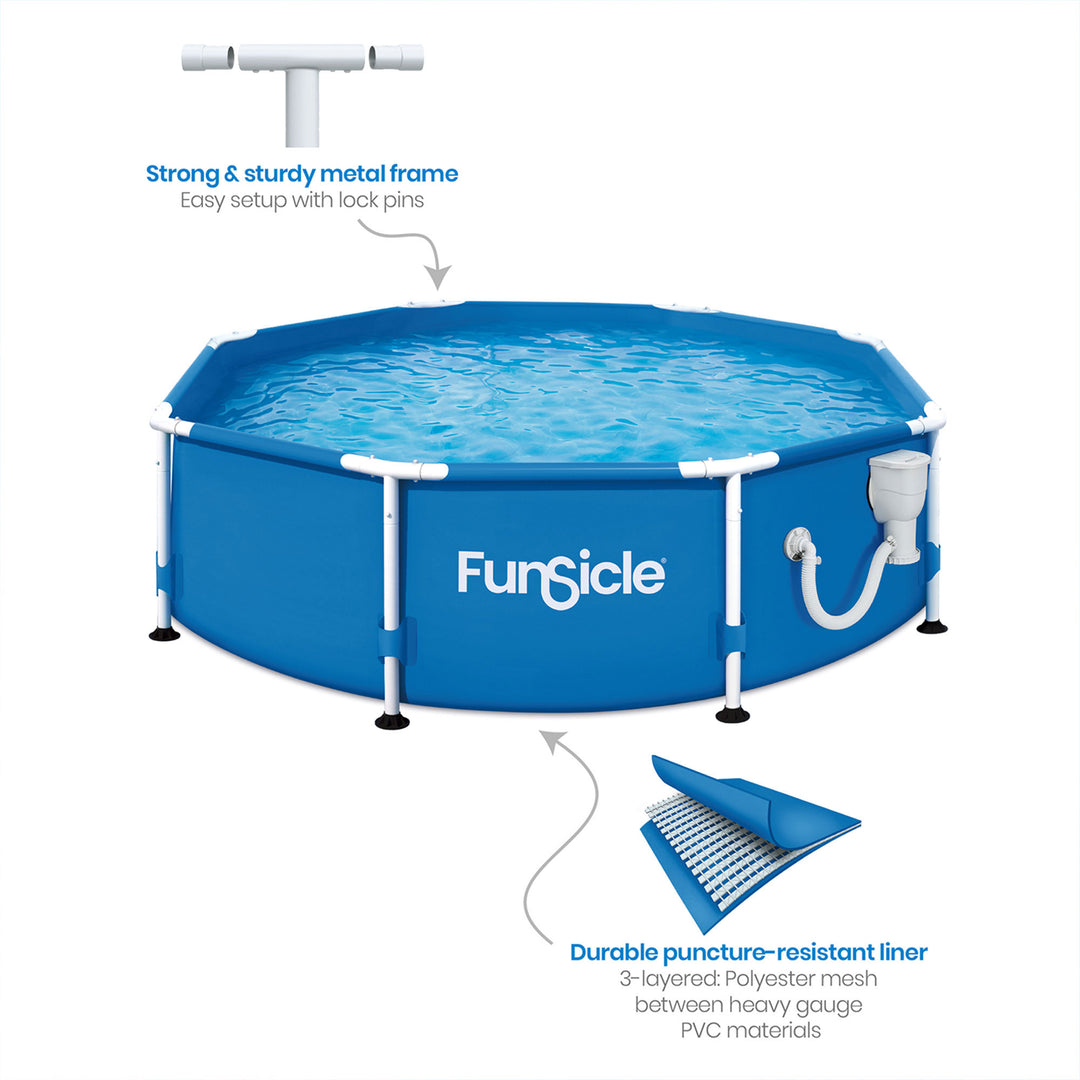 Funsicle 8' x 30" Outdoor Activity Round Frame Above Ground Swimming Pool Set