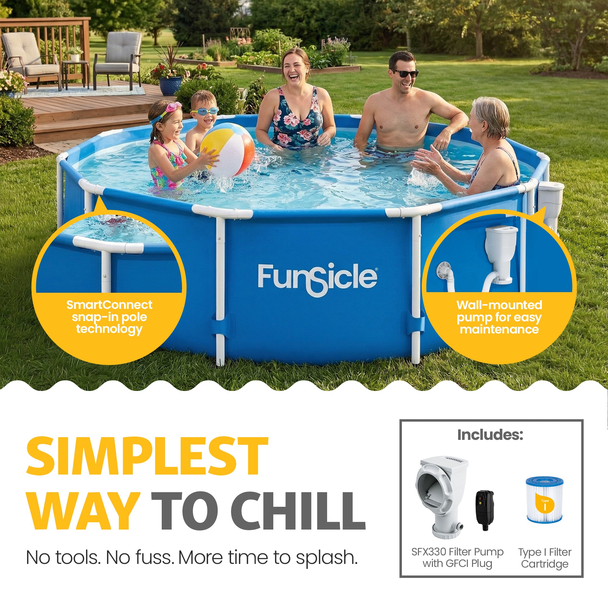 Funsicle 10' x 30" Outdoor Activity Round Frame Above Ground Swimming Pool Set
