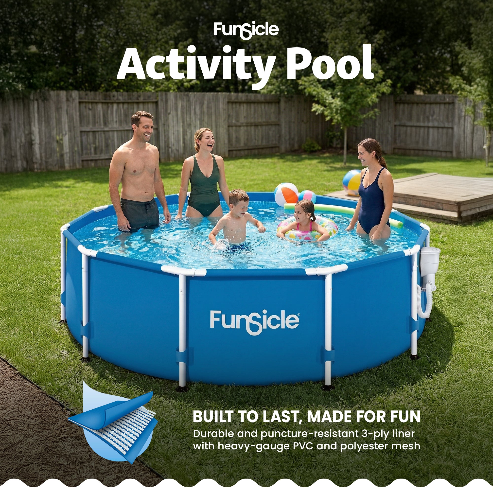 Funsicle 10' x 30" Outdoor Activity Round Frame Above Ground Swimming Pool Set