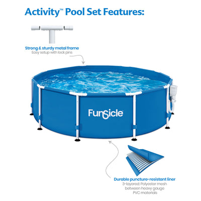 Funsicle 10' x 30" Outdoor Activity Round Frame Above Ground Swimming Pool Set
