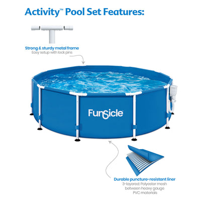 Funsicle 10' x 30" Activity Round Frame Above Ground Swimming Pool Set(Used)