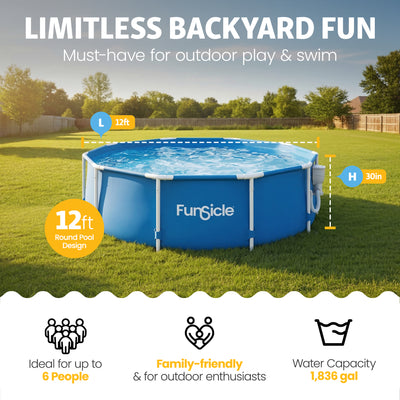 Funsicle 12' x 30" Outdoor Activity Round Frame Above Ground Swimming Pool Set - VMInnovations