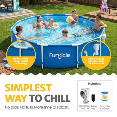 Funsicle 12' x 30" Outdoor Activity Round Frame Above Ground Swimming Pool Set - VMInnovations