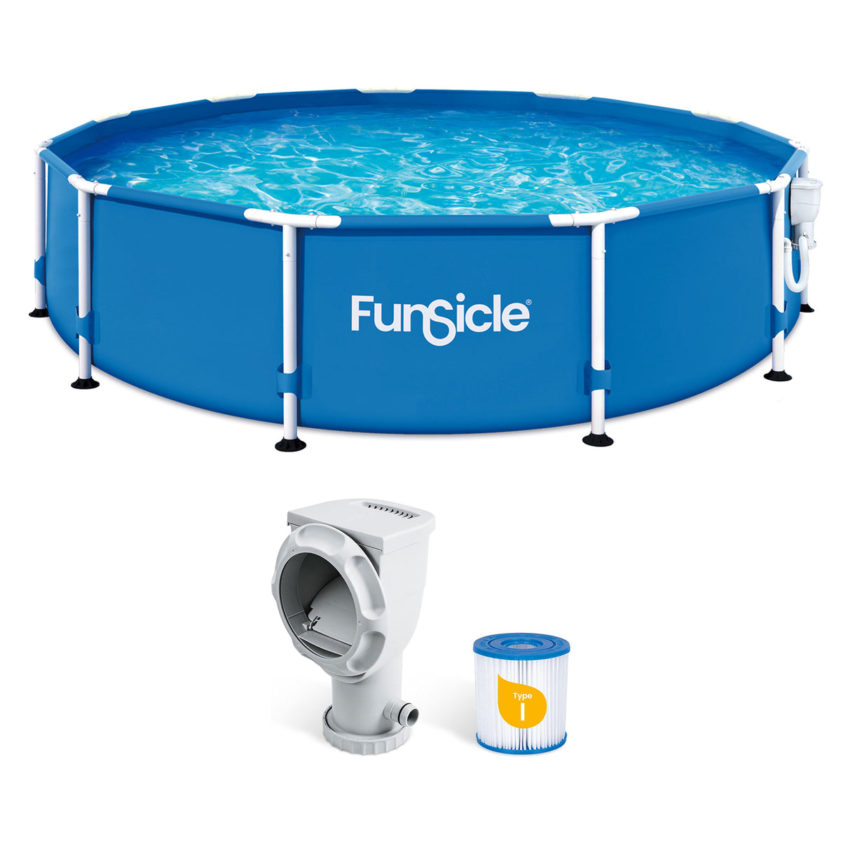Funsicle 12' x 30" Outdoor Round Frame Above Ground Swimming Pool Set(Open Box)