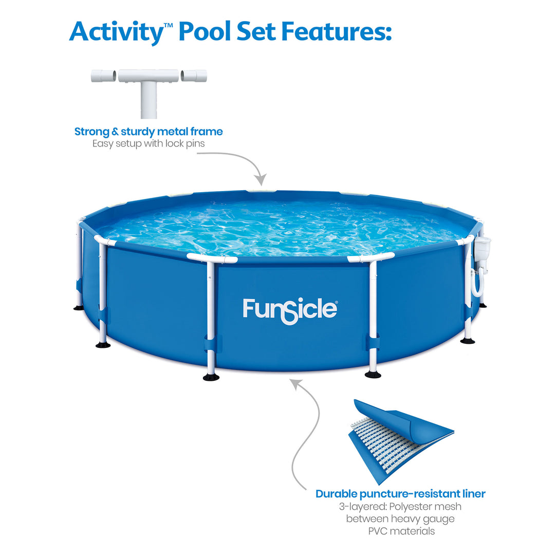 Funsicle 12' x 30" Outdoor Round Frame Above Ground Swimming Pool Set(Open Box)