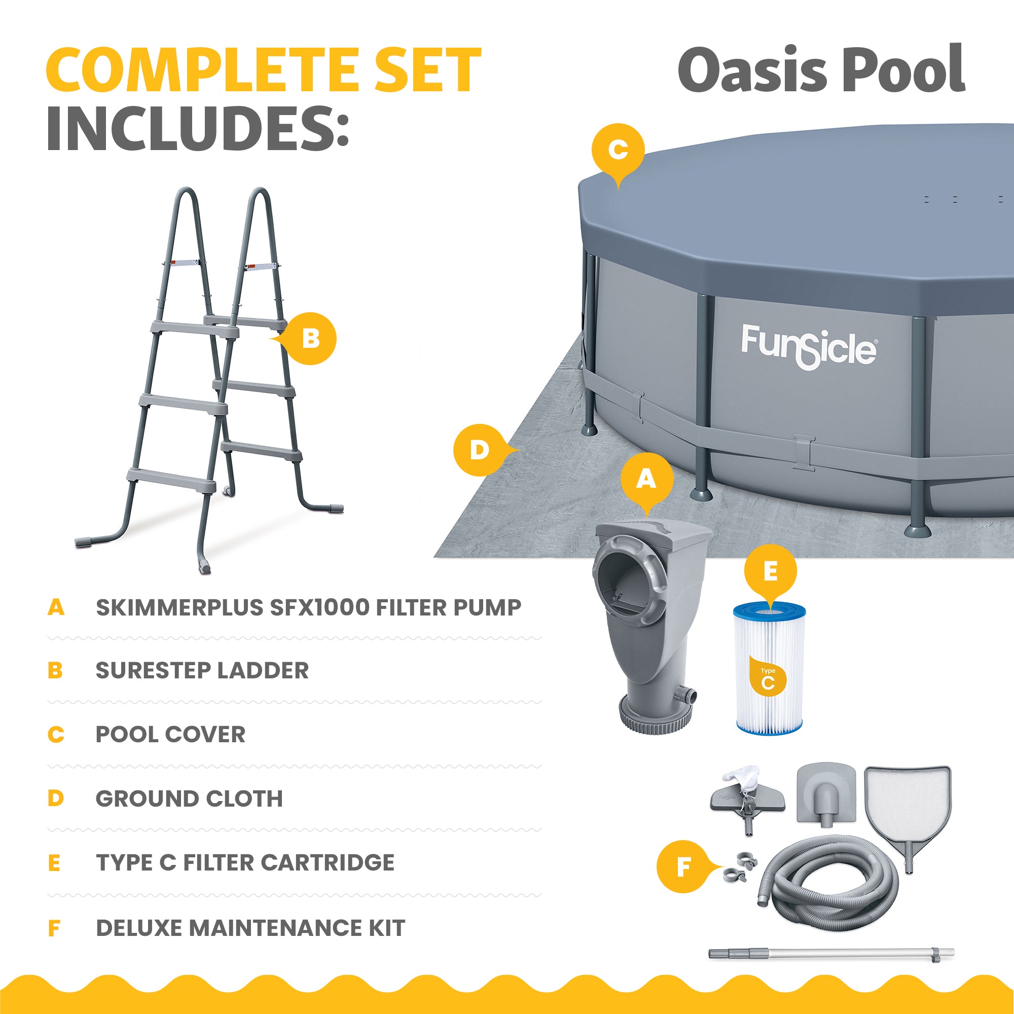 Funsicle 14'x42" Oasis Outdoor Round Frame Above Ground Swimming Pool (Open Box)