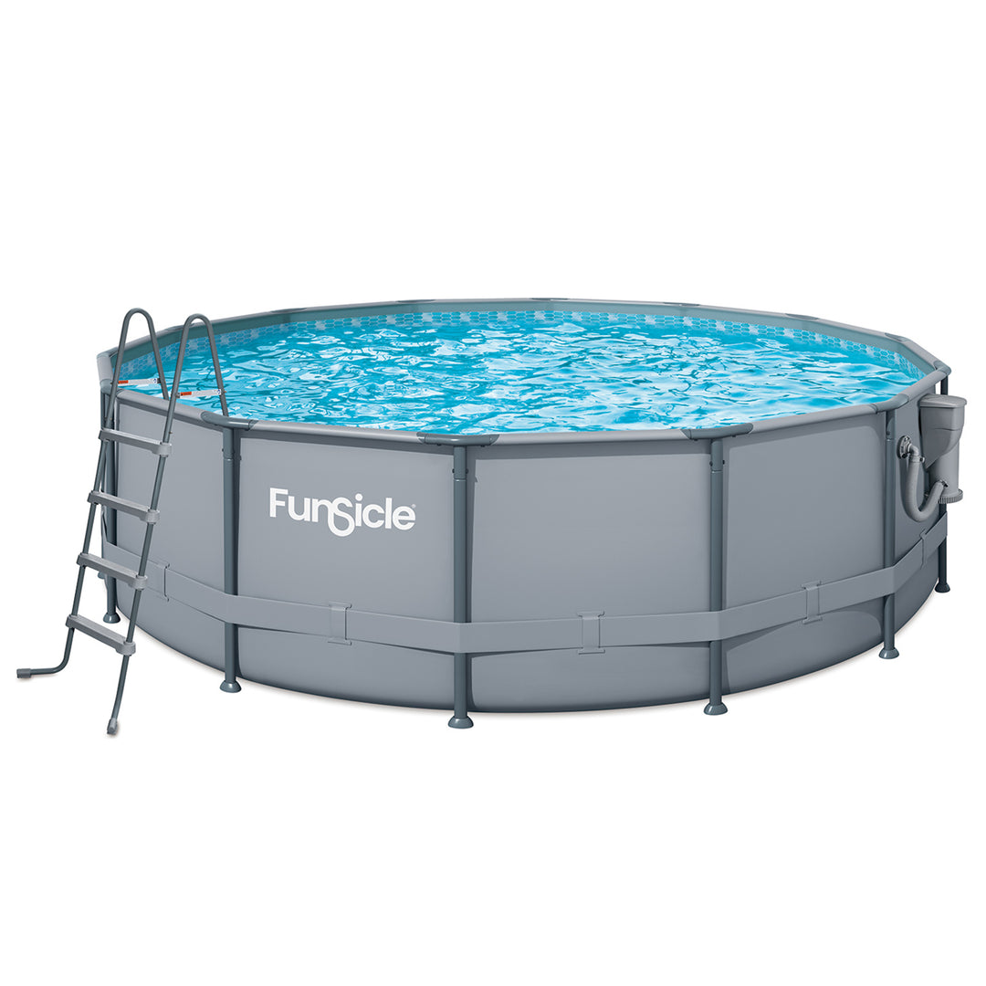 Funsicle 16' x 48" Oasis Outdoor Round Frame Above Ground Swimming Pool, Gray