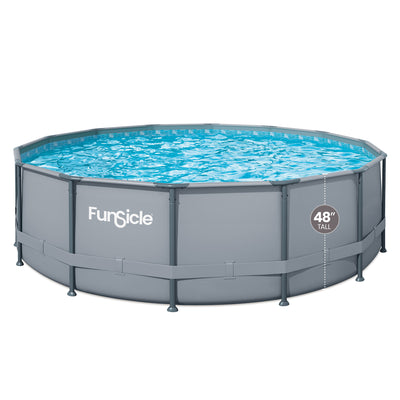Funsicle 16' x 48" Oasis Round Frame Above Ground Swimming Pool, Gray(For Parts)