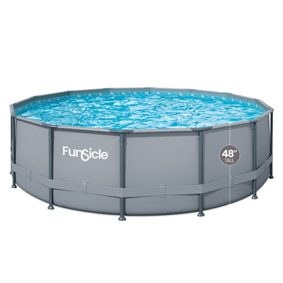 Funsicle 16' x 48" Oasis Outdoor Round Frame Above Ground Swimming Pool, Gray