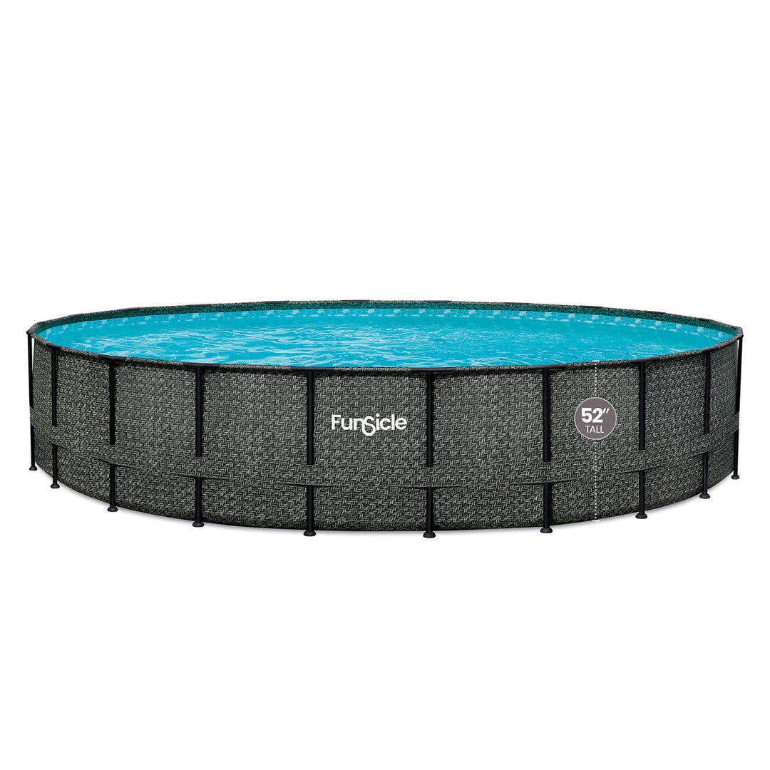 Funsicle 22' x 52" Oasis Round Outdoor Above Ground Swimming Pool, Herringbone