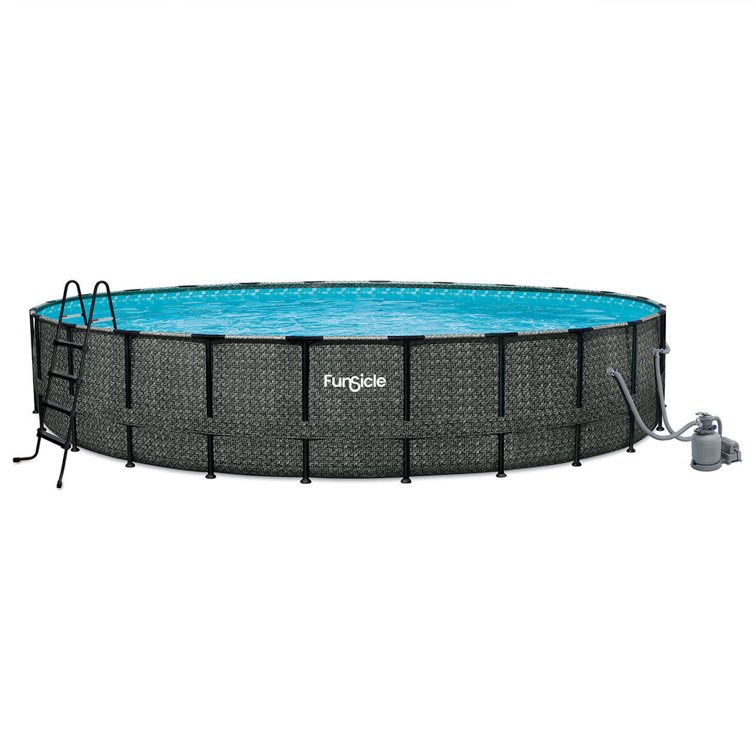 Funsicle 24' x 52" Oasis Designer Round Outdoor Above Ground Swimming Pool, Gray