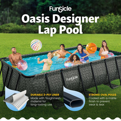 Funsicle 13x7x39 Oasis Rectangle Outdoor Above Ground Swimming Pool, Gray (Used) - VMInnovations