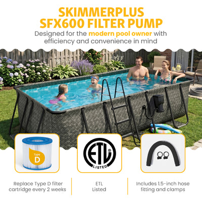 Funsicle 13 Ft Oasis Designer Lap Above Ground Pool w/ Pump, Dark Herringbone
