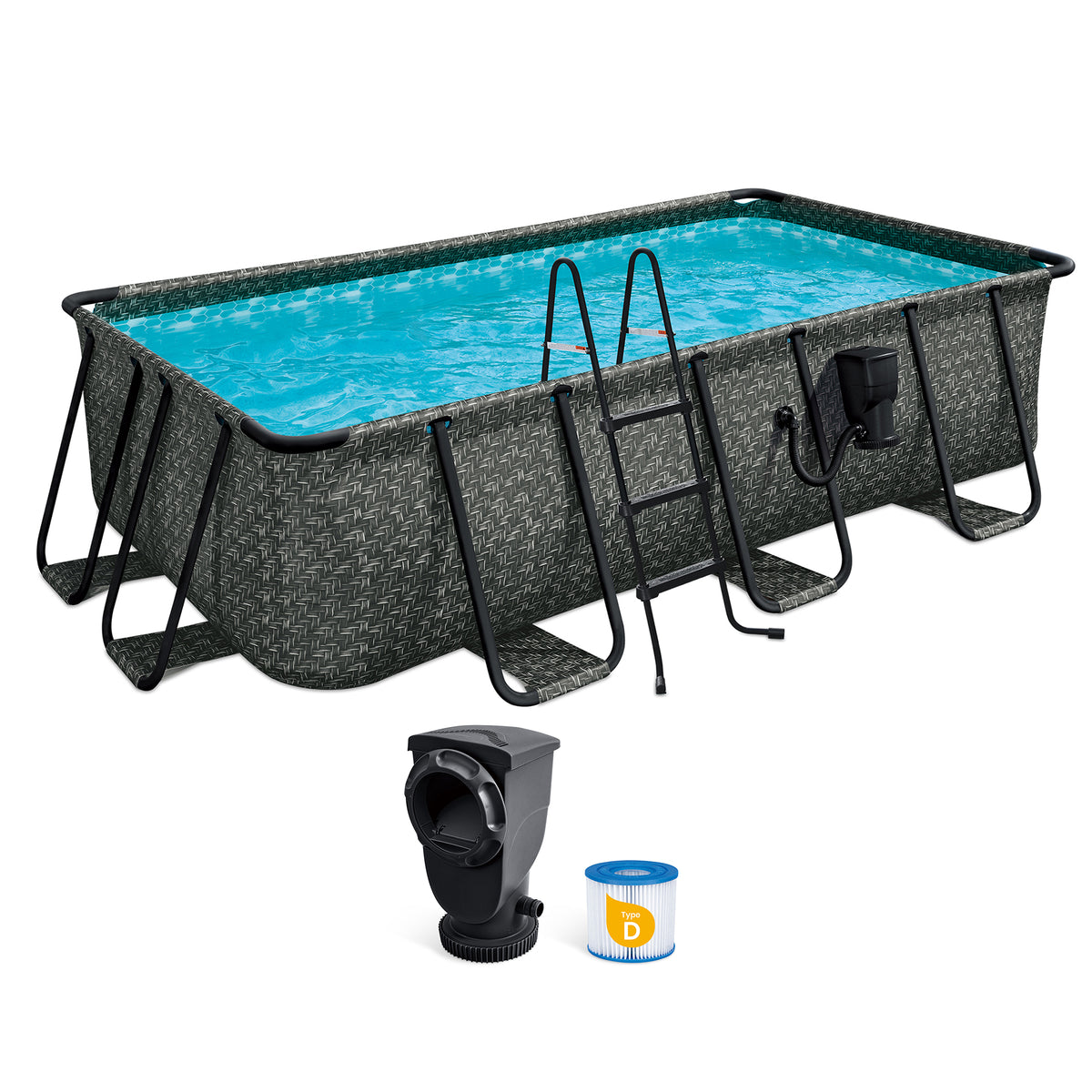 Funsicle 13x7x39 Oasis Rectangle Outdoor Above Ground Swimming Pool, Gray (Used) - VMInnovations