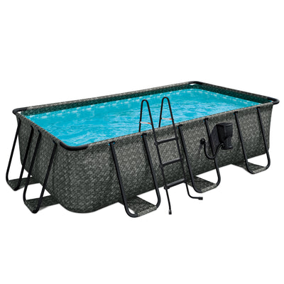 13'x7'x 39" Oasis Rectangle Outdoor Above Ground Swimming Pool, Gray (For Parts)