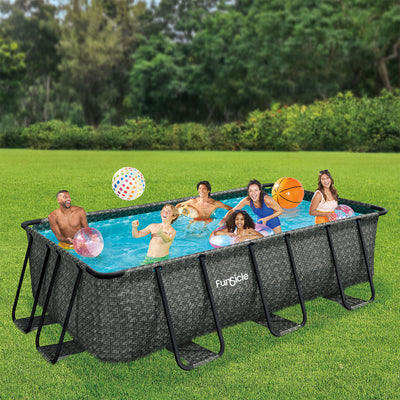 Funsicle 13' x 7' x 39" Oasis Rectangle Outdoor Above Ground Swimming Pool, Gray