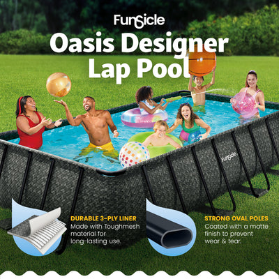 Funsicle 16'x8'x42" Oasis Rectangle Above Ground Swimming Pool, Gray (Used) - VMInnovations