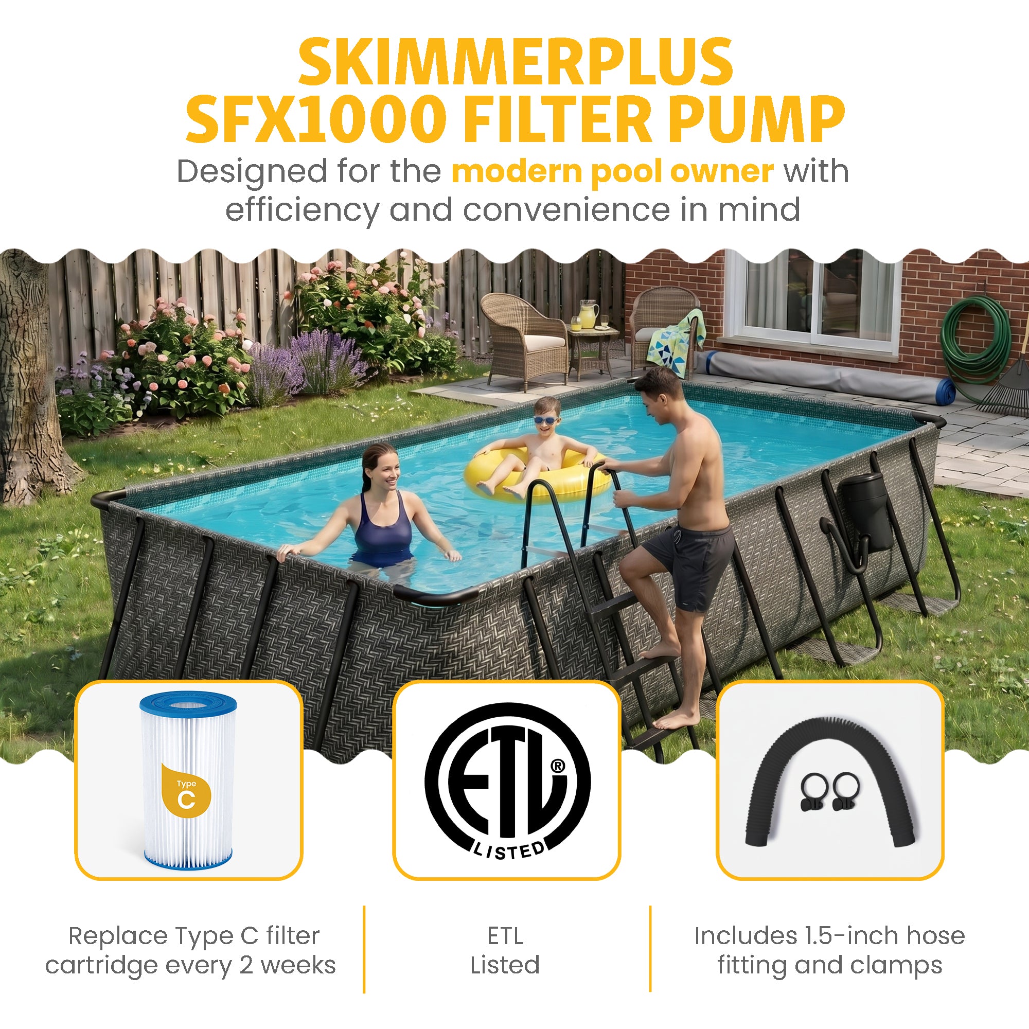 Funsicle 16'x8'x42" Oasis Rectangle Above Ground Swimming Pool, Gray (Used) - VMInnovations