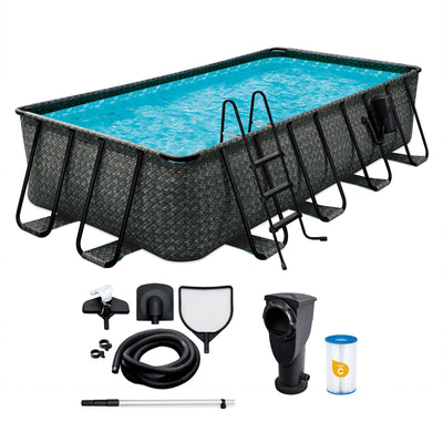 Funsicle 16'x8'x42" Oasis Rectangle Above Ground Swimming Pool, Gray (Used) - VMInnovations