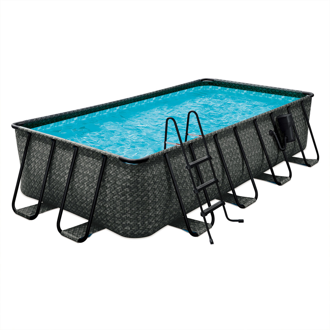 Funsicle 16'x8'x42" Oasis Rectangle Above Ground Swimming Pool, Gray (Used)