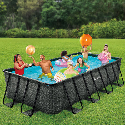 Funsicle 16' x 8' x 42" Oasis Rectangle Outdoor Above Ground Swimming Pool, Gray