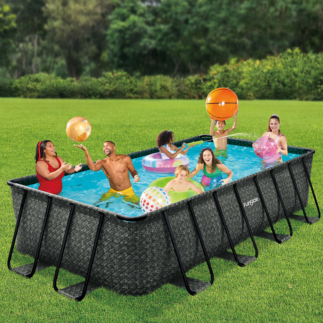 16'x8'x42" Oasis Rectangle Outdoor Above Ground Swimming Pool, Gray (Open Box)