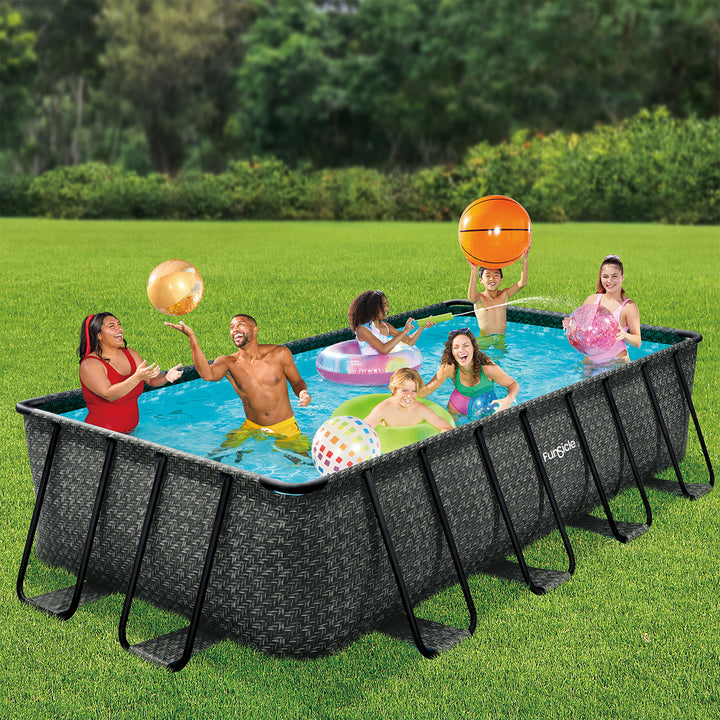 16'x8'x42" Oasis Rectangle Outdoor Above Ground Swimming Pool, Gray (Open Box) - VMInnovations