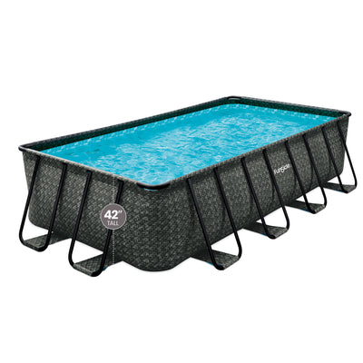 16'x8'x42" Oasis Rectangle Outdoor Above Ground Swimming Pool, Gray (Open Box)