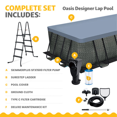 Funsicle 18' x 9' x 52" Oasis Rectangle Above Ground Swimming Pool, Gray (Used)