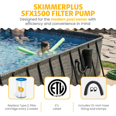 24ft x 12ft x 52in Oasis Designer Rectangle Lap Pool, Dark Herringbone (Used)