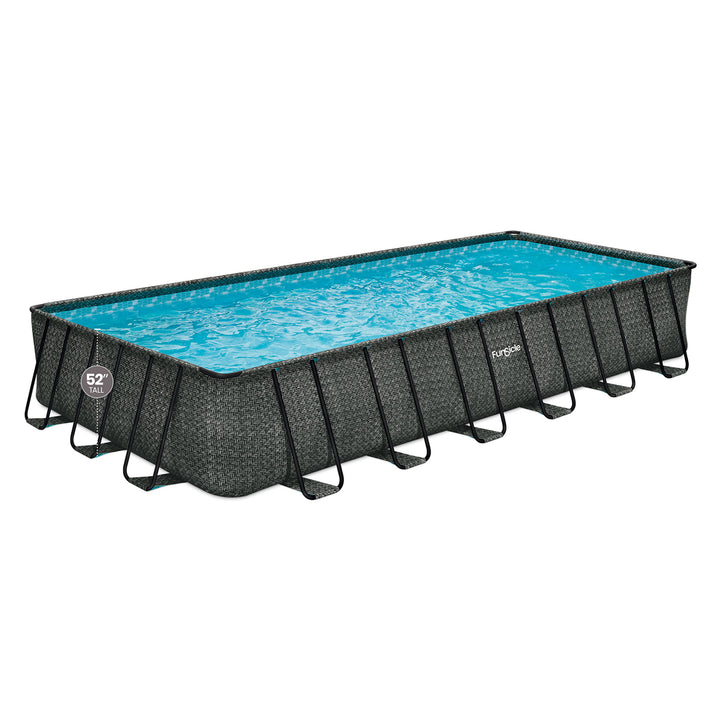 Funsicle 24'x12'x52" Oasis Rectangle Outdoor Above Ground Swimming Pool, Gray