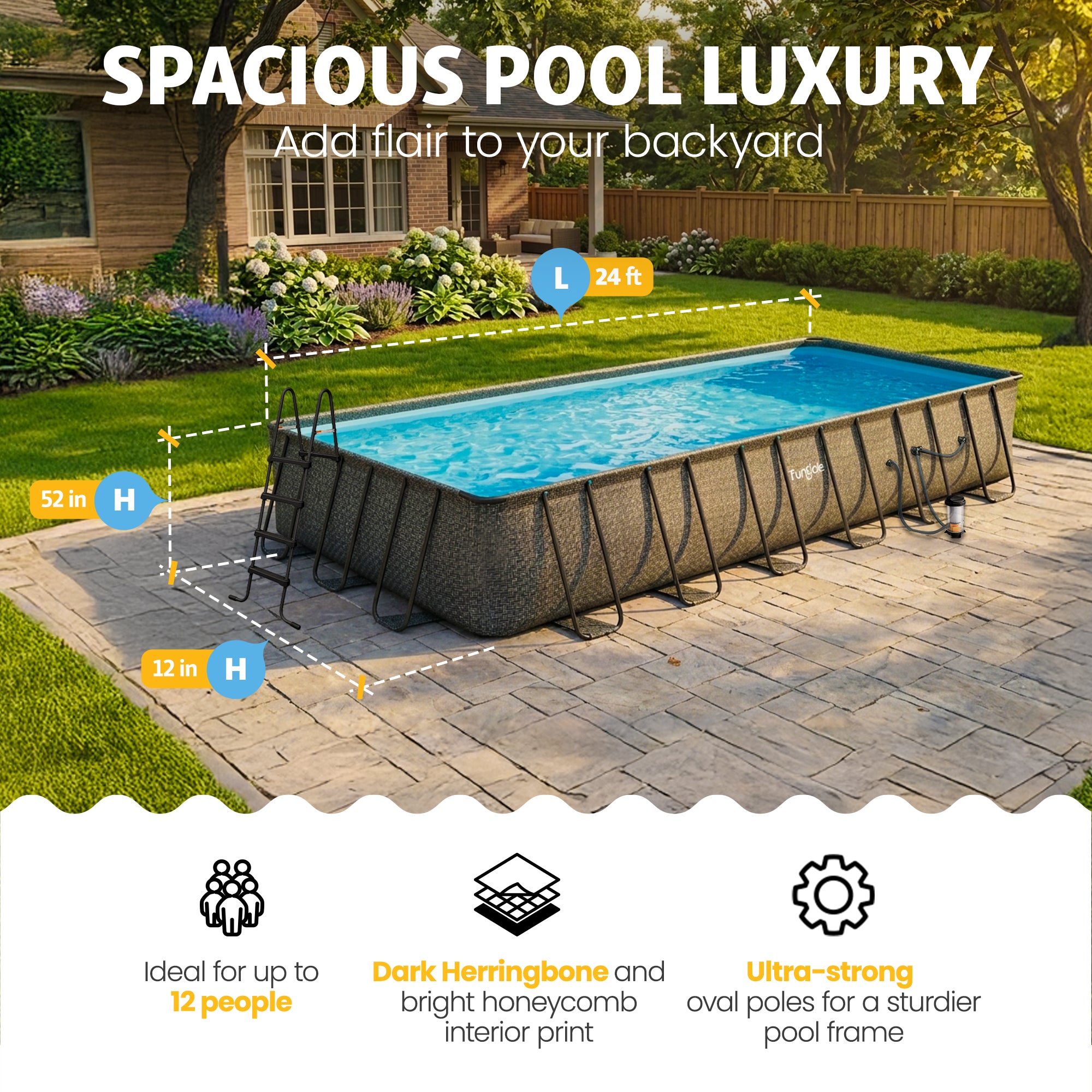 Funsicle 32' x 16' x 52" Oasis Rectangle Outdoor Swimming Pool(Open Box) - VMInnovations