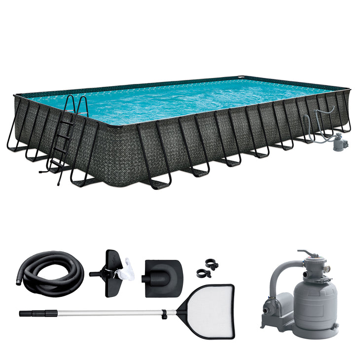 Funsicle 32' x 16' x 52" Oasis Rectangle Outdoor Above Ground Swimming Pool