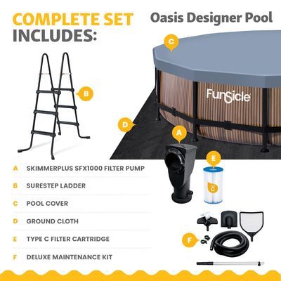 Funsicle 14' x 42" Oasis Round Outdoor Above Ground Pool, Natural Teak(Open Box) - VMInnovations