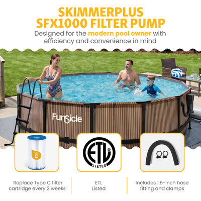 Funsicle 14' x 42" Oasis Round Outdoor Above Ground Pool, Natural Teak(Open Box) - VMInnovations