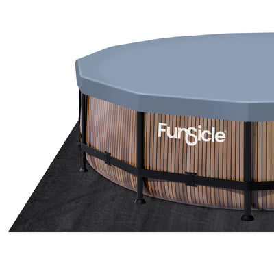 Funsicle 14ft x 42in Designer Round Frame Swimming Pool, Natural Teak(For Parts) - VMInnovations