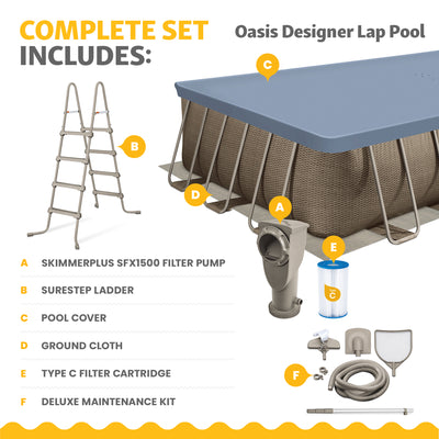 Funsicle 24'x12'x52" Oasis Rectangle Above Ground Swimming Pool, Brown (Used) - VMInnovations