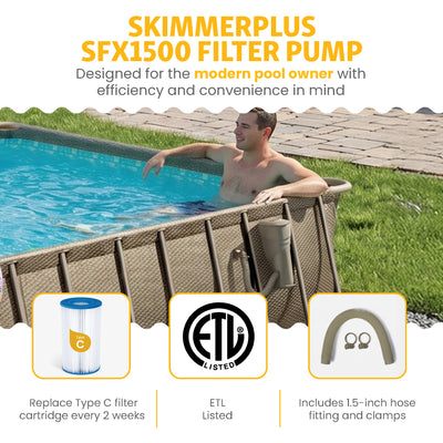 Funsicle 24'x12'x52" Oasis Rectangle Outdoor Above Ground Pool, Brown (Open Box)
