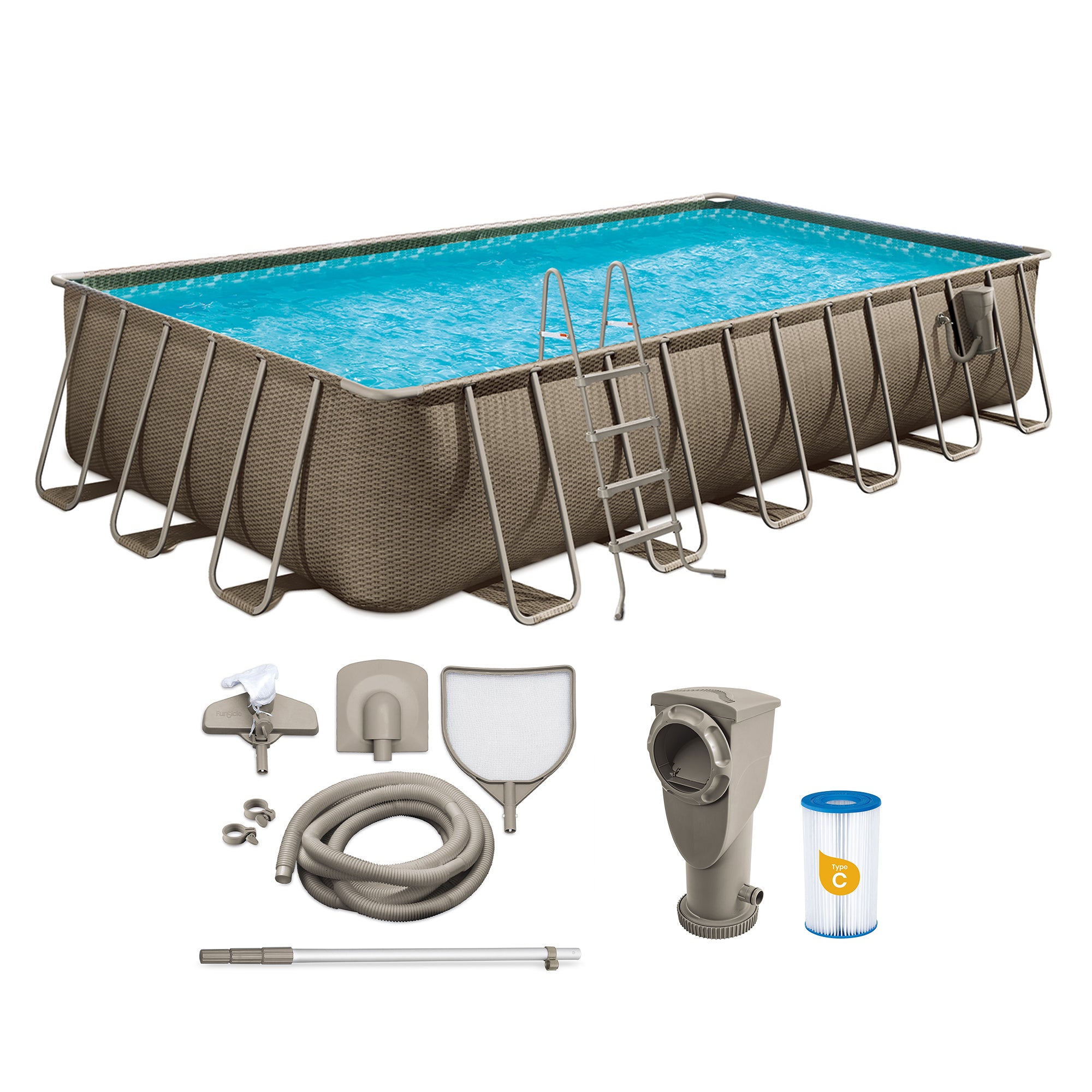 Funsicle 24'x12'x52" Oasis Outdoor Above Ground Swimming Pool, Brown (For Parts) - VMInnovations