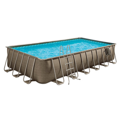 Funsicle 24'x12'x52" Oasis Rectangle Outdoor Above Ground Pool, Brown (Open Box)