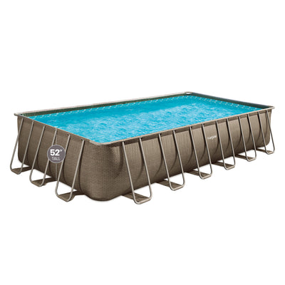 Funsicle 24'x12'x52" Oasis Rectangle Outdoor Above Ground Pool, Brown (Open Box)