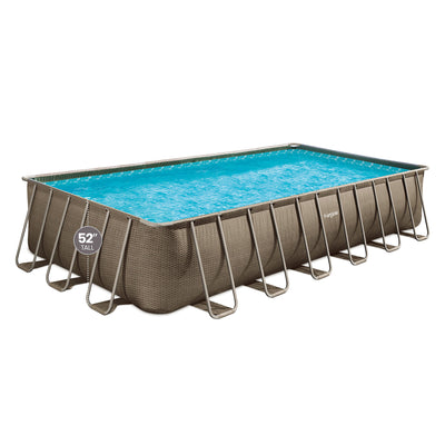 Funsicle 24'x12'x52" Oasis Outdoor Above Ground Swimming Pool, Brown (For Parts)