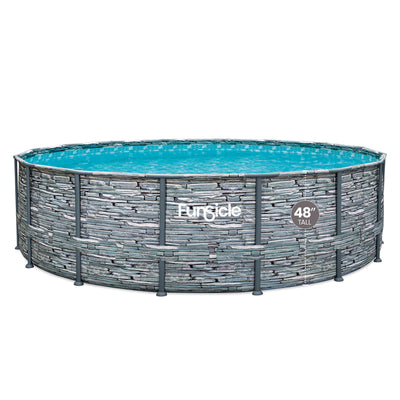Funsicle 16ft x 48in Oasis Round Frame Swimming Pool, Stone Slate (Open Box) - VMInnovations