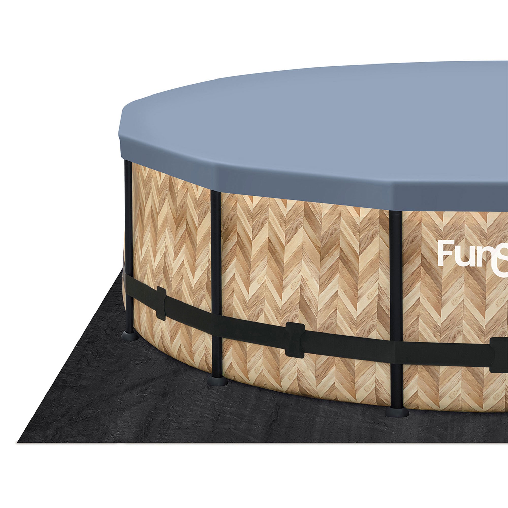 Funsicle 14' x 42" Oasis Round Above Ground Swim Pool, Oak Herringbone (Used) - VMInnovations